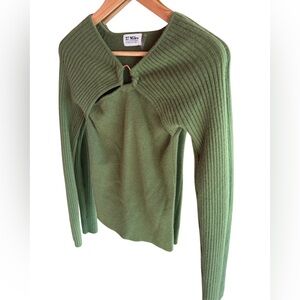 27 Miles Wool/Cashmere Gold Buckle Green Sweater